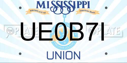 UE0B7I Mississippi License Plate