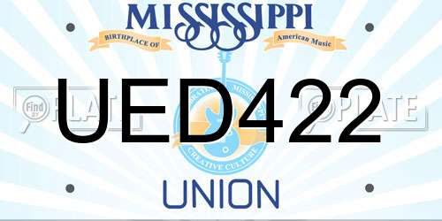 UED422 Mississippi License Plate
