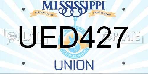 UED427 Mississippi License Plate