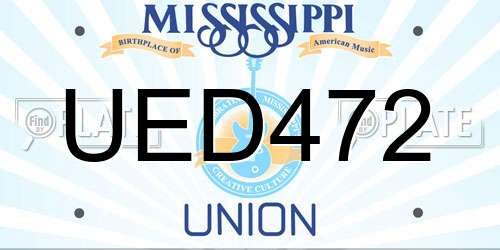 UED472 Mississippi License Plate