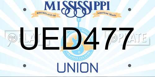 UED477 Mississippi License Plate
