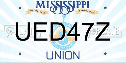 UED47Z Mississippi License Plate