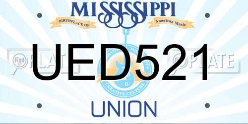 UED521 Mississippi License Plate