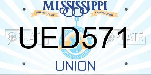 UED571 Mississippi License Plate