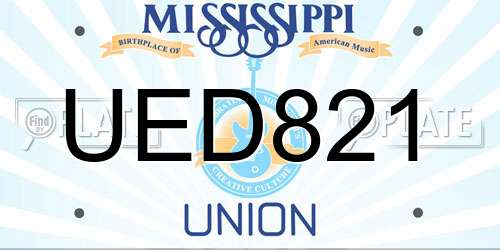 UED821 Mississippi License Plate