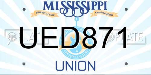 UED871 Mississippi License Plate