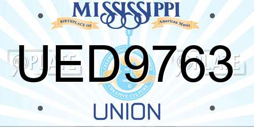 UED9763 Mississippi License Plate