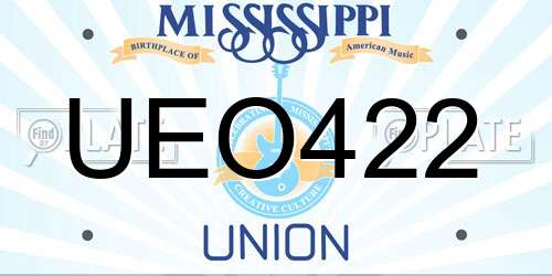 UEO422 Mississippi License Plate