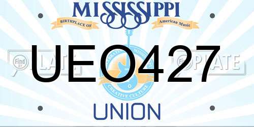 UEO427 Mississippi License Plate