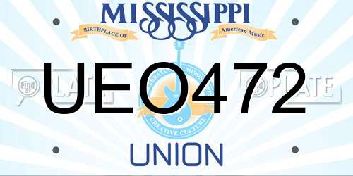 UEO472 Mississippi License Plate