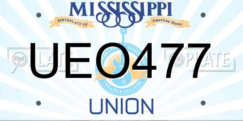UEO477 Mississippi License Plate