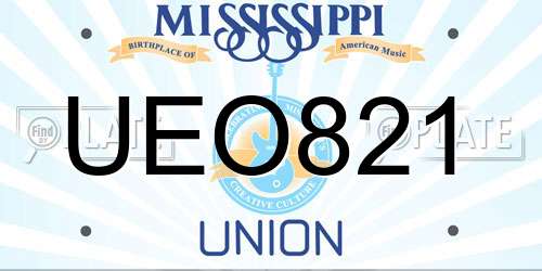 UEO821 Mississippi License Plate