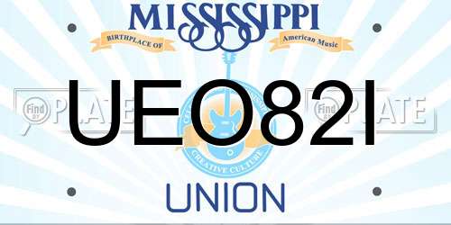 UEO82I Mississippi License Plate