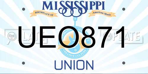 UEO871 Mississippi License Plate