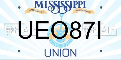 UEO87I Mississippi License Plate