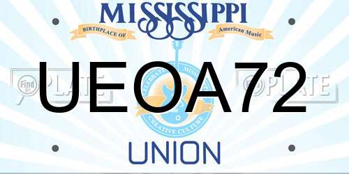 UEOA72 Mississippi License Plate