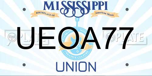 UEOA77 Mississippi License Plate