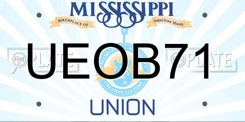 UEOB71 Mississippi License Plate