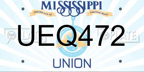 UEQ472 Mississippi License Plate