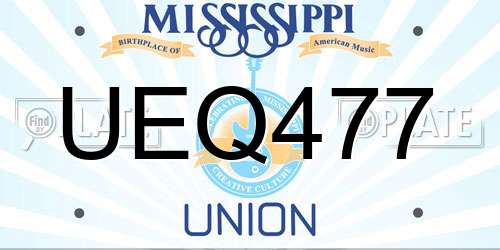 UEQ477 Mississippi License Plate