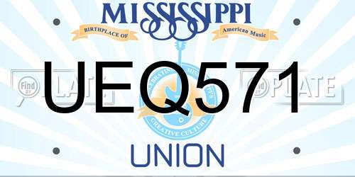 UEQ571 Mississippi License Plate