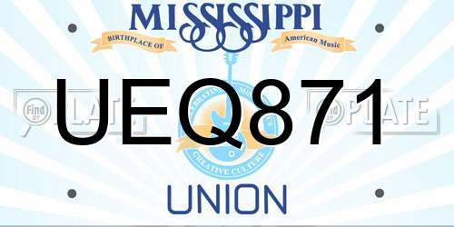 UEQ871 Mississippi License Plate