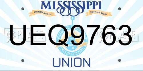 UEQ9763 Mississippi License Plate