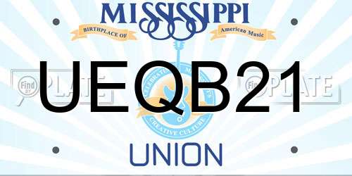 UEQB21 Mississippi License Plate