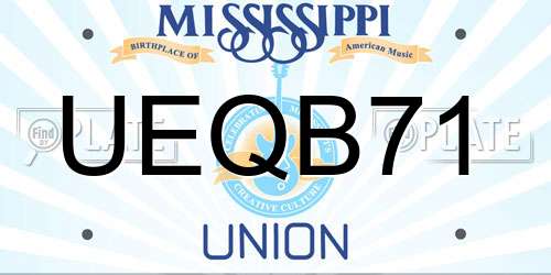 UEQB71 Mississippi License Plate