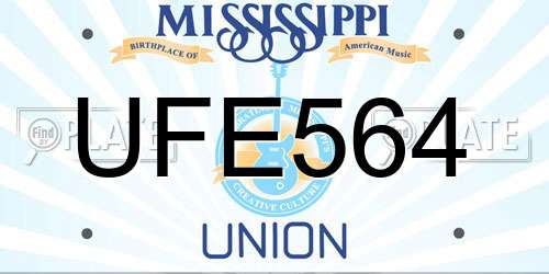 UFE564 Mississippi License Plate
