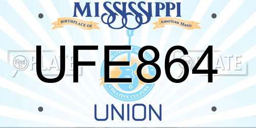 UFE864 Mississippi License Plate