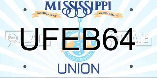 UFEB64 Mississippi License Plate