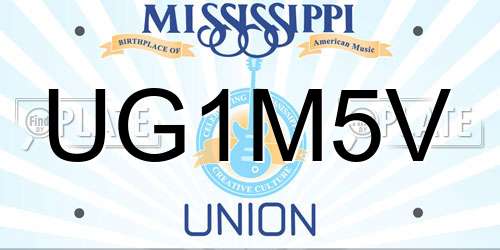 UG1M5V Mississippi License Plate