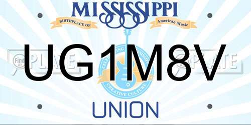 UG1M8V Mississippi License Plate
