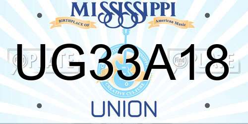 UG33A18 Mississippi License Plate