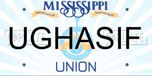 UGHASIF Mississippi License Plate