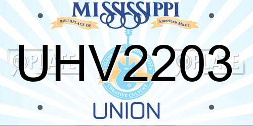 UHV2203 Mississippi License Plate