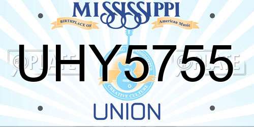 UHY5755 Mississippi License Plate