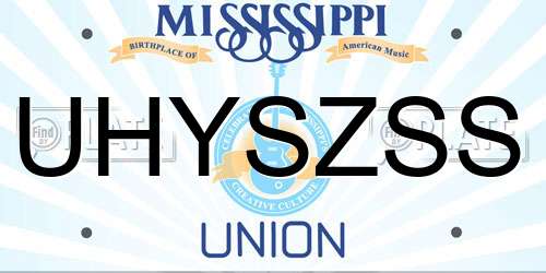 UHYSZSS Mississippi License Plate
