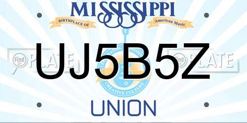 UJ5B5Z Mississippi License Plate