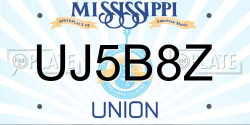 UJ5B8Z Mississippi License Plate