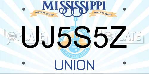 UJ5S5Z Mississippi License Plate