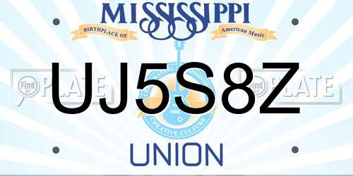 UJ5S8Z Mississippi License Plate