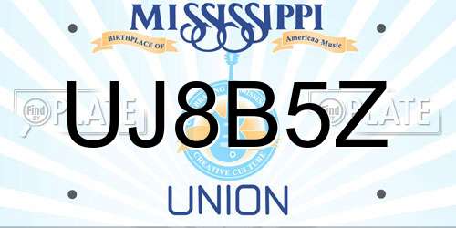 UJ8B5Z Mississippi License Plate
