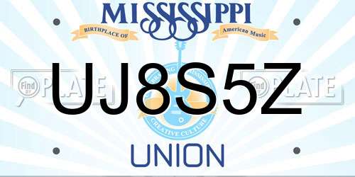 UJ8S5Z Mississippi License Plate