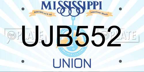 UJB552 Mississippi License Plate