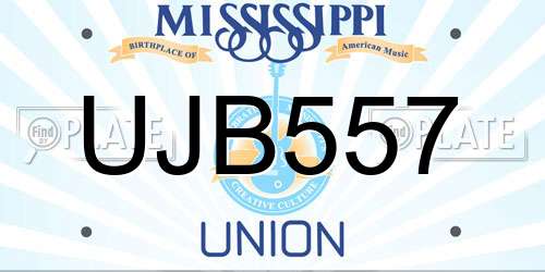 UJB557 Mississippi License Plate