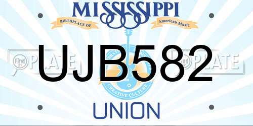 UJB582 Mississippi License Plate