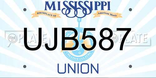 UJB587 Mississippi License Plate