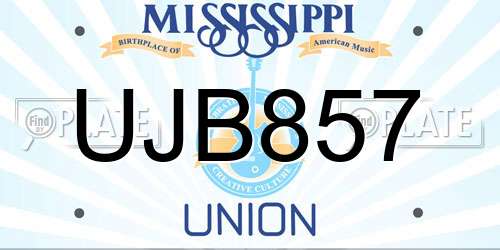 UJB857 Mississippi License Plate